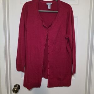 Catherines Women's Red Cardigan Button Front Sweater Size 1X